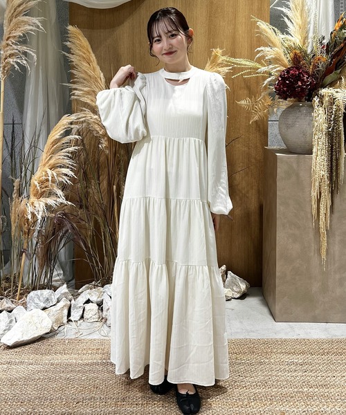 OLUN（オルン）の「Drape long tiered onepiece/ドレープロング