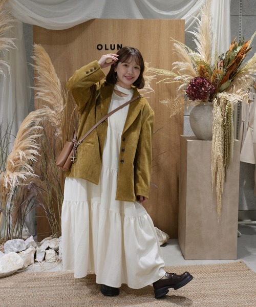 OLUN（オルン）の「Drape long tiered onepiece/ドレープロング