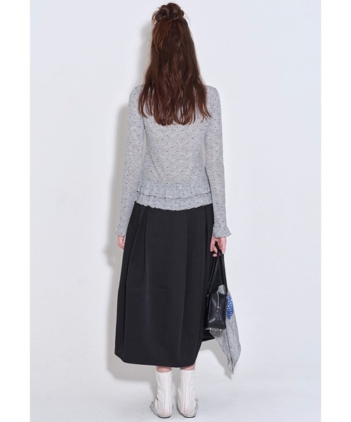 Fano Studios（ファノ ストゥディオズ）の「フリルヘム ドット柄 ラウンドネックロングTシャツ FQ25S089【Fano Studios】【2025AW】（Tシャツ/カットソー・レディース・クリーム/グレー・L/M/S）」の5枚目の写真