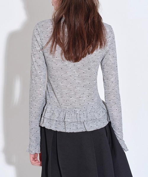 Fano Studios（ファノ ストゥディオズ）の「フリルヘム ドット柄 ラウンドネックロングTシャツ FQ25S089【Fano Studios】【2025AW】（Tシャツ/カットソー・レディース・クリーム/グレー・L/M/S）」の8枚目の写真