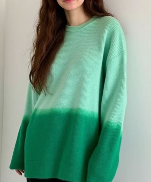 cammie(キャミー)の「裾グラデーションクルーネックニット(ニット/セーター・レディース・ピンク/グリーン/グレー/ブルー・F)」の16枚目の写真
