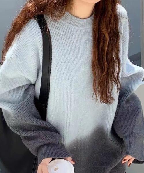 cammie(キャミー)の「裾グラデーションクルーネックニット(ニット/セーター・レディース・ピンク/グリーン/グレー/ブルー・F)」の12枚目の写真