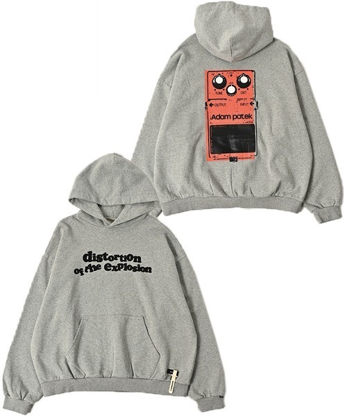 ADAM PATEK(アダムパテック)の「【ADAMPATEK/アダムパテック】distortion pullover hoodie ロゴパーカー(パーカー・メンズ・ブラック/グレー・1/2)」の2枚目の写真