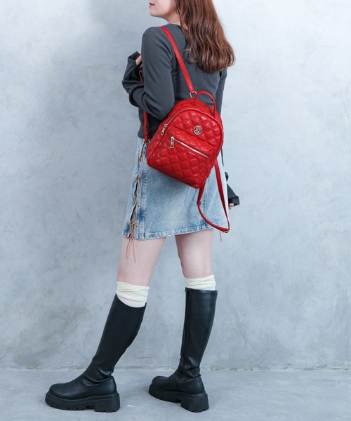 GYDA(ジェイダ)の「【GYDA/ジェイダ】 DOUBLE QUILTING SERIES ミニリュック(バックパック/リュック・レディース・ブラック/アイボリー/レッド・FREE)」の7枚目の写真