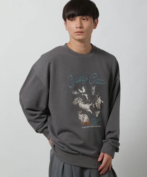 LAKOLE（ラコレ）の「キャット裏毛プルオーバー / 594025（スウェット・メンズ・ネイビー/ボルドー/ブラック/グレー・LARGE/MEDIUM）」の2枚目の写真