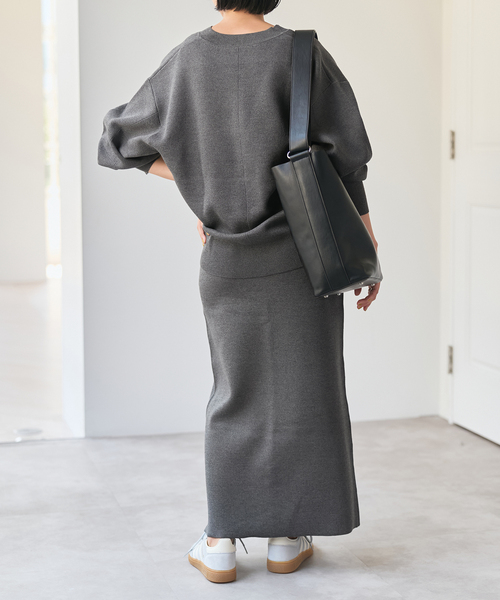 一部店舗+WEB限定》スウェットライクハーフジップニットプルオーバー