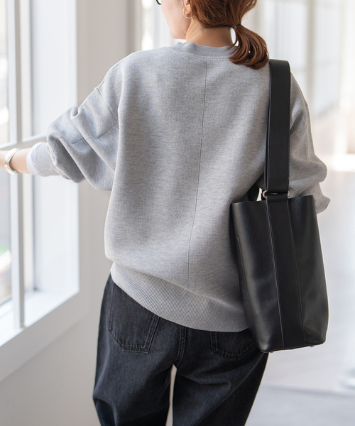 一部店舗+WEB限定》スウェットライクハーフジップニットプルオーバー