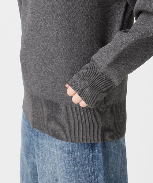 一部店舗+WEB限定》スウェットライクハーフジップニットプルオーバー