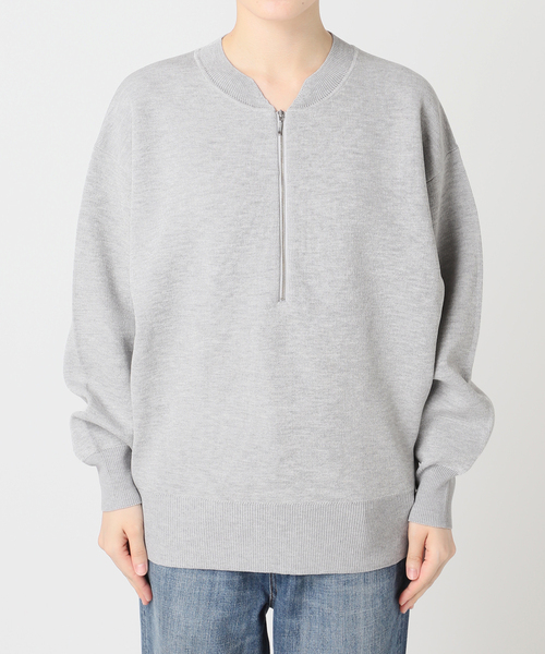 新品！スピック&スパン！手洗い可 スウェットライクハーフジップニットプルオーバー Spick＆Span ニット セーター 「一部店舗+WEB限定」スウェットライク