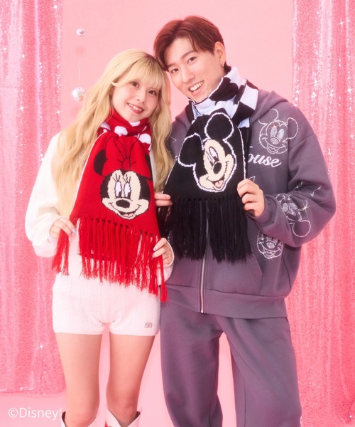 Disney（ディズニー）の「ミッキーマウス＆ミニーマウス / マフラー（マフラー・レディース・ブラック/レッド・FREE）」の6枚目の写真