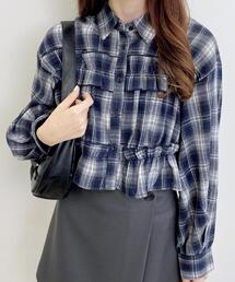 INGNI | フリルチェック柄ショートシャツ(シャツ/ブラウス)