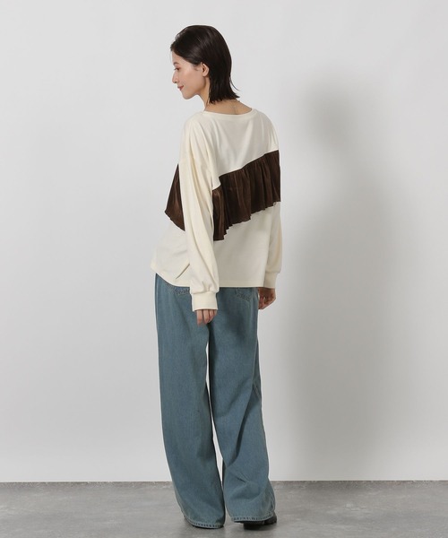 LAKOLE（ラコレ）の「ベロアドッキング長袖 / 594731（Tシャツ/カットソー・レディース・チャコール/ネイビー/アイボリー・FREE）」の7枚目の写真