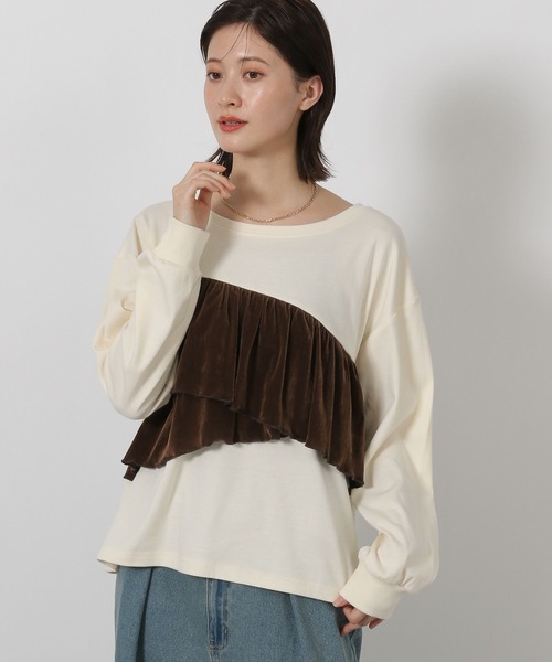 LAKOLE（ラコレ）の「ベロアドッキング長袖 / 594731（Tシャツ/カットソー・レディース・チャコール/ネイビー/アイボリー・FREE）」の8枚目の写真