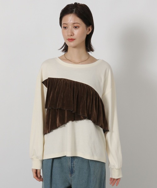 LAKOLE（ラコレ）の「ベロアドッキング長袖 / 594731（Tシャツ/カットソー・レディース・チャコール/ネイビー/アイボリー・FREE）」の12枚目の写真