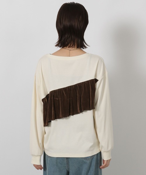 LAKOLE（ラコレ）の「ベロアドッキング長袖 / 594731（Tシャツ/カットソー・レディース・チャコール/ネイビー/アイボリー・FREE）」の14枚目の写真