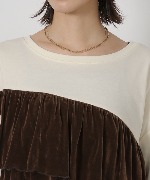 LAKOLE（ラコレ）の「ベロアドッキング長袖 / 594731（Tシャツ/カットソー・レディース・チャコール/ネイビー/アイボリー・FREE）」の15枚目の写真