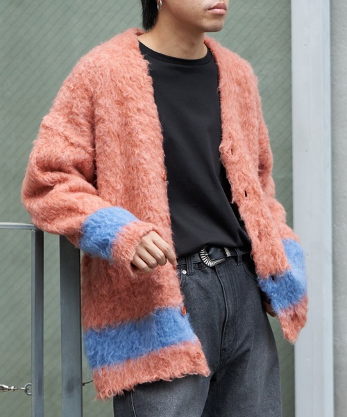 COLONY 2139(コロニートゥーワンスリーナイン)の「シャギーモヘアラインカーディガン(カーディガン/ボレロ・メンズ・オレンジ/ブラック/グレー・MEDIUM/LARGE)」の3枚目の写真