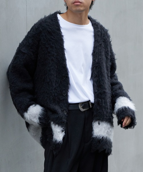 COLONY 2139(コロニートゥーワンスリーナイン)の「シャギーモヘアラインカーディガン(カーディガン/ボレロ・メンズ・オレンジ/ブラック/グレー・MEDIUM/LARGE)」の1枚目の写真