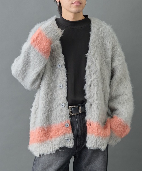 COLONY 2139(コロニートゥーワンスリーナイン)の「シャギーモヘアラインカーディガン(カーディガン/ボレロ・メンズ・オレンジ/ブラック/グレー・MEDIUM/LARGE)」の8枚目の写真