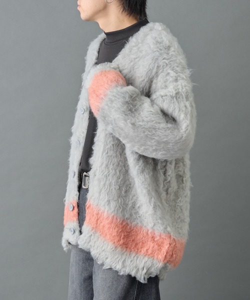 COLONY 2139(コロニートゥーワンスリーナイン)の「シャギーモヘアラインカーディガン(カーディガン/ボレロ・メンズ・オレンジ/ブラック/グレー・MEDIUM/LARGE)」の9枚目の写真