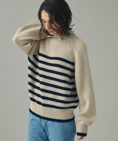 AIGLE(エーグル)の「ウールブレンド ボーダーニットモックネックセーター(ニット/セーター・レディース・オフホワイト/レッド・M/L/S/XS)」の18枚目の写真