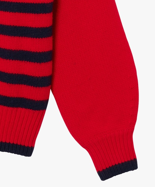 AIGLE(エーグル)の「ウールブレンド ボーダーニットモックネックセーター(ニット/セーター・レディース・オフホワイト/レッド・M/L/S/XS)」の14枚目の写真
