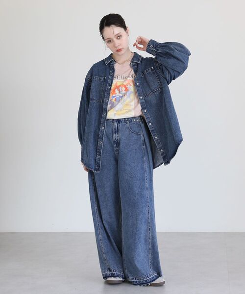 Sugar spoon（シュガースプーン）の「・SUGAR SPOON ボリュームスリーブデニムシャツ（シャツ/ブラウス・レディース・グリーン/インディゴブルー/ボルドー/ブラック・FREE）」の6枚目の写真