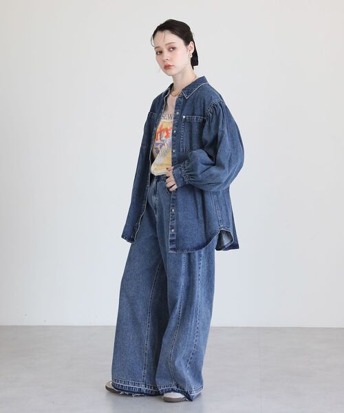 Sugar spoon（シュガースプーン）の「・SUGAR SPOON ボリュームスリーブデニムシャツ（シャツ/ブラウス・レディース・グリーン/インディゴブルー/ボルドー/ブラック・FREE）」の7枚目の写真