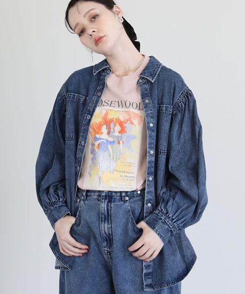 Sugar spoon（シュガースプーン）の「・SUGAR SPOON ボリュームスリーブデニムシャツ（シャツ/ブラウス・レディース・グリーン/インディゴブルー/ボルドー/ブラック・FREE）」の9枚目の写真