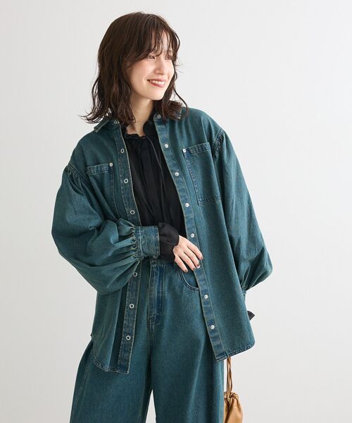 Sugar spoon（シュガースプーン）の「・SUGAR SPOON ボリュームスリーブデニムシャツ（シャツ/ブラウス・レディース・グリーン/インディゴブルー/ボルドー/ブラック・FREE）」の22枚目の写真
