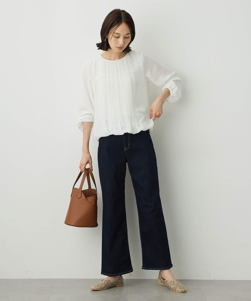 A/C DESIGN BY ALPHA CUBIC(エーシーデザインバイアルファキュービック)の「【通勤からセレモニーまで対応】プリーツシャーリングブラウス【大きいサイズあり】(シャツ/ブラウス・レディース・ブラック/ライトグレー/オフホワイト・M/L/LL/3L)」の10枚目の写真