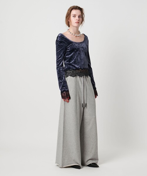 ASTRAET（アストラット）の「＜ASTRAET＞ウラケ ワイド トラックパンツ（スウェットパンツ・レディース・ライトグレー/ブラック・0/1）」の12枚目の写真