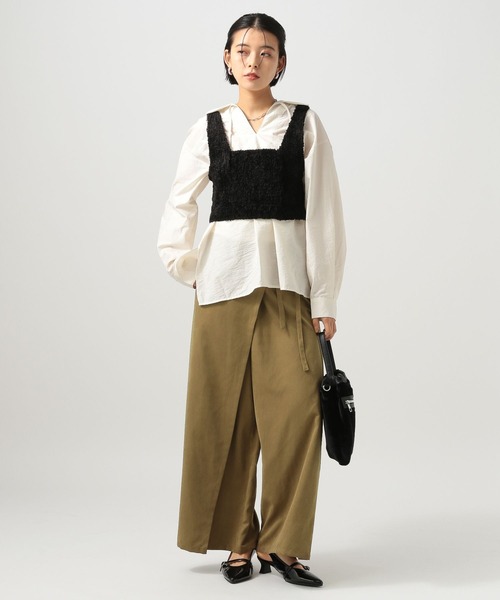 BAYFLOW（ベイフロー）の「[とろみ感のある素材]フィブリルラップパンツ（その他パンツ・レディース・カーキ/ブラック・FREE）」の14枚目の写真