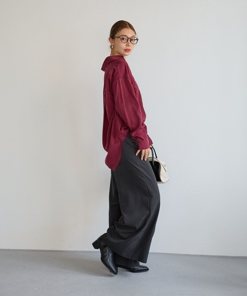 BAYFLOW（ベイフロー）の「[とろみ感のある素材]フィブリルラップパンツ（その他パンツ・レディース・カーキ/ブラック・FREE）」の4枚目の写真