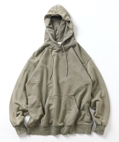 FREAK'S STORE（フリークスストア）の「HEAVY WEIGHT PIGMENT HOODIE 13oz/ヘビーウェイト ピグメント加工 フーディー/13オンス/リラックスフィット（パーカー・メンズ・チャコールグレー/ワインレッド/オリーブ/ブラウン・MEDIUM/LARGE/SMALL）」の3枚目の写真