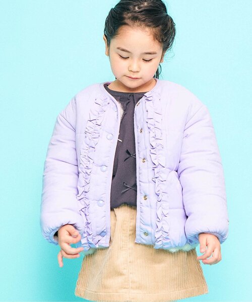 apres les cours（アプレレクール）の「【WEB限定/ジュニア対応】ファーリバーシブルアウター（テーラードジャケット・キッズ・ピンク/その他3/ラベンダー・80/90/100/110/120/130/140）」の2枚目の写真