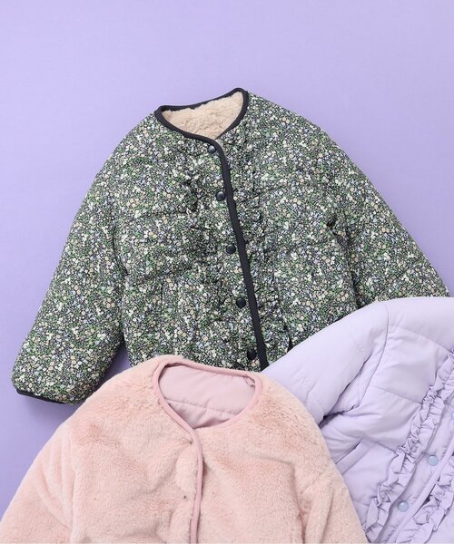 apres les cours（アプレレクール）の「【WEB限定/ジュニア対応】ファーリバーシブルアウター（テーラードジャケット・キッズ・ピンク/その他3/ラベンダー・80/90/100/110/120/130/140）」の3枚目の写真