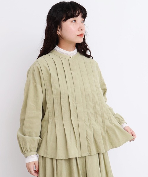 セール】21W シャツコールタックブラウス（シャツ/ブラウス）｜l