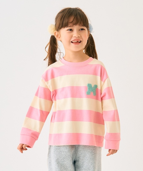 minimal（ミニマル）の「ボーダーサガラ刺しゅうロンT（スウェット・キッズ・ピンク/グリーン/ブルー/ブラック・130cm/140cm/100cm/120cm/90cm/110cm）」の4枚目の写真