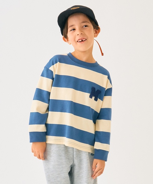 minimal（ミニマル）の「ボーダーサガラ刺しゅうロンT（スウェット・キッズ・ピンク/グリーン/ブルー/ブラック・130cm/140cm/100cm/120cm/90cm/110cm）」の3枚目の写真