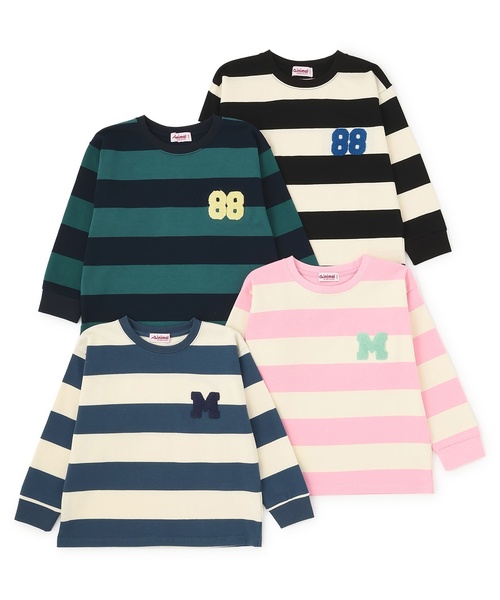 minimal（ミニマル）の「ボーダーサガラ刺しゅうロンT（スウェット・キッズ・ピンク/グリーン/ブルー/ブラック・130cm/140cm/100cm/120cm/90cm/110cm）」の18枚目の写真