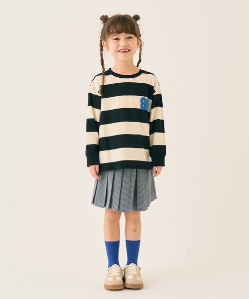 minimal（ミニマル）の「ボーダーサガラ刺しゅうロンT（スウェット・キッズ・ピンク/グリーン/ブルー/ブラック・130cm/140cm/100cm/120cm/90cm/110cm）」の6枚目の写真