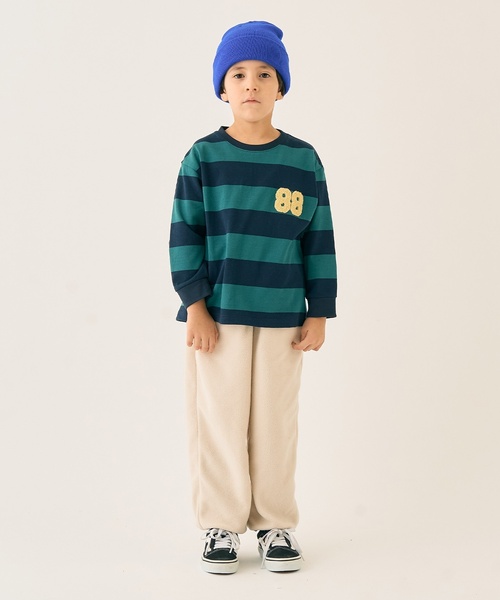 minimal（ミニマル）の「ボーダーサガラ刺しゅうロンT（スウェット・キッズ・ピンク/グリーン/ブルー/ブラック・130cm/140cm/100cm/120cm/90cm/110cm）」の5枚目の写真