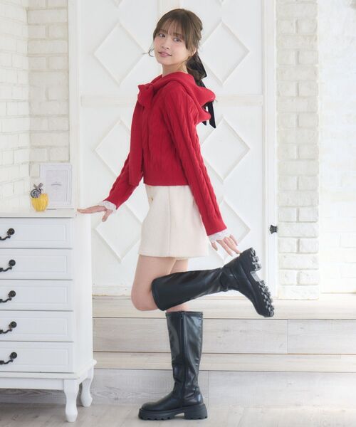 ems excite（エムズエキサイト）の「BIGリボンフーディーNT（ニット/セーター・レディース・ナチュラル/レッド/ダークブルー・FREE）」の9枚目の写真