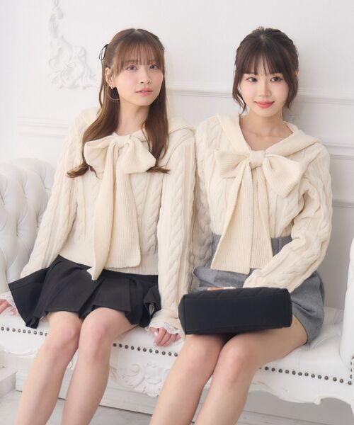 ems excite（エムズエキサイト）の「BIGリボンフーディーNT（ニット/セーター・レディース・ナチュラル/レッド/ダークブルー・FREE）」の15枚目の写真