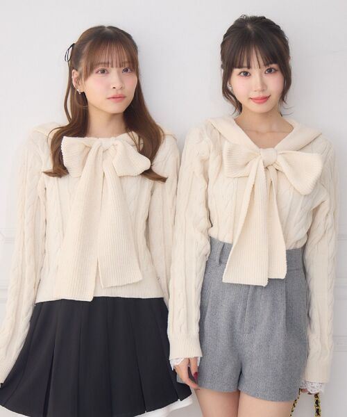 ems excite（エムズエキサイト）の「BIGリボンフーディーNT（ニット/セーター・レディース・ナチュラル/レッド/ダークブルー・FREE）」の16枚目の写真