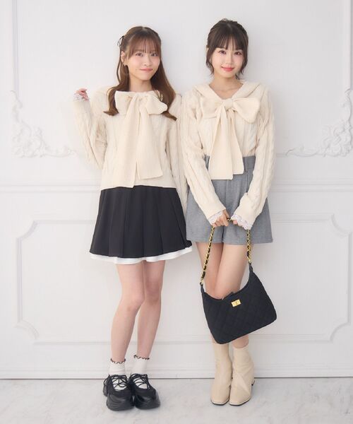 ems excite（エムズエキサイト）の「BIGリボンフーディーNT（ニット/セーター・レディース・ナチュラル/レッド/ダークブルー・FREE）」の17枚目の写真