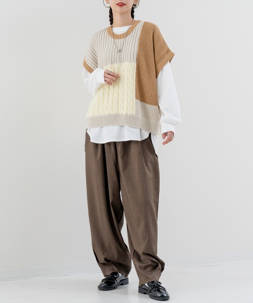 refinedworks（リファインドワークス）の「【refinedworks】きれいめ にも  カジュアル にもハマる 裾タックパンツ！（その他パンツ・レディース・チャコールグレー/ブラウン・FREE）」の10枚目の写真