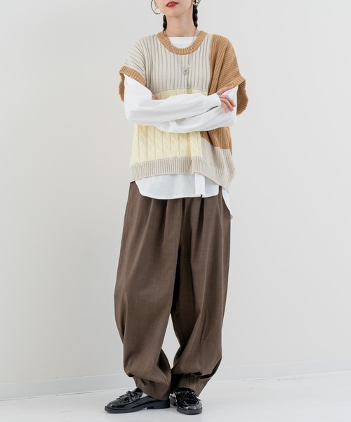 refinedworks（リファインドワークス）の「【refinedworks】きれいめ にも  カジュアル にもハマる 裾タックパンツ！（その他パンツ・レディース・チャコールグレー/ブラウン・FREE）」の15枚目の写真