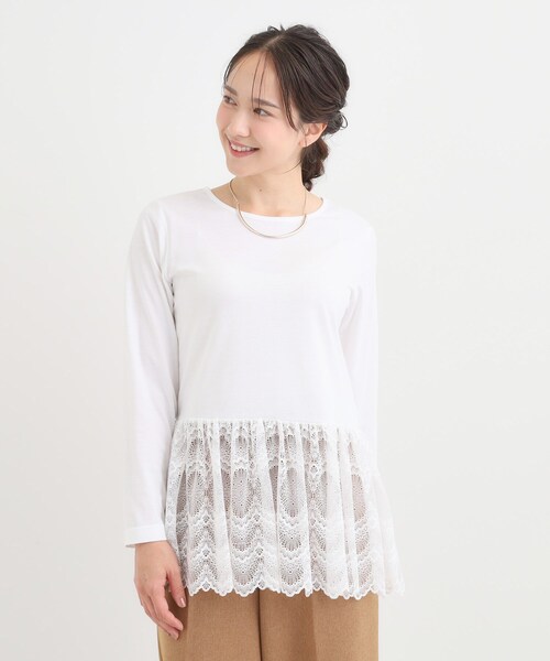 DRESKIP（ドレスキップ）の「裾フリルレイヤードトップス（Tシャツ/カットソー・レディース・ホワイト系8/ホワイト系6/オフホワイト・04/03/02/01）」の8枚目の写真